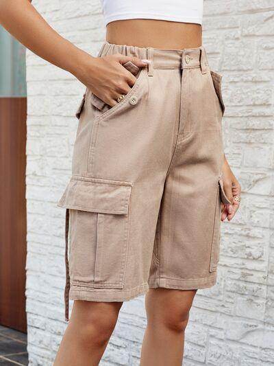 High Waist Denim Shorts with Pockets for Women - Selvanelle