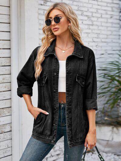 Button Up Long Sleeve Denim Jacket for Stylish Outfits - Selvanelle