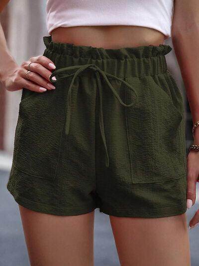 Tied High Waist Shorts with Pockets for Women Fashion - Selvanelle