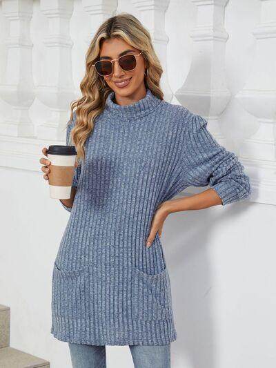 Ribbed Mock Neck Long Sleeve T-Shirt for Women Stylish Wear - Selvanelle