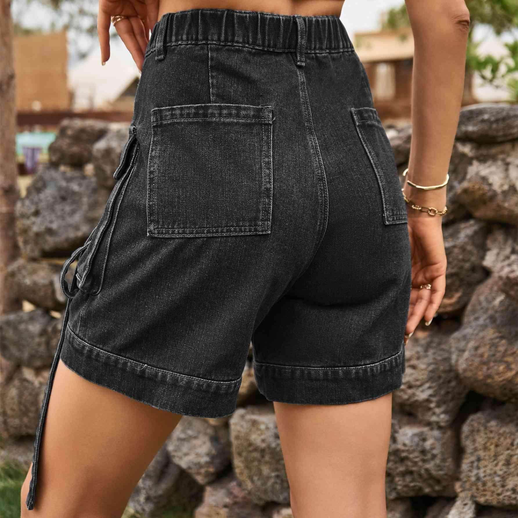 High Waist Denim Cargo Shorts for Casual Style and Comfort - Selvanelle