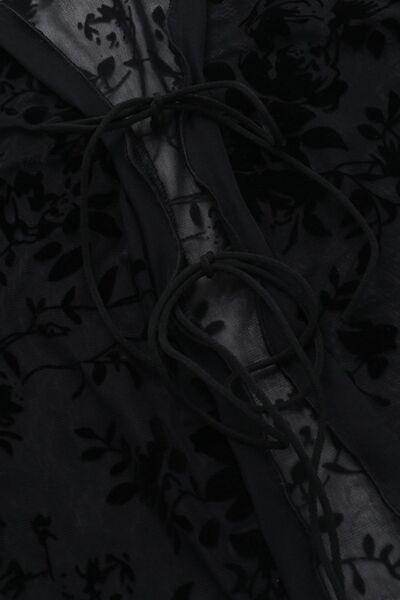 Double Tied Long Sleeve Blouse in Sheer Chiffon Style - Selvanelle