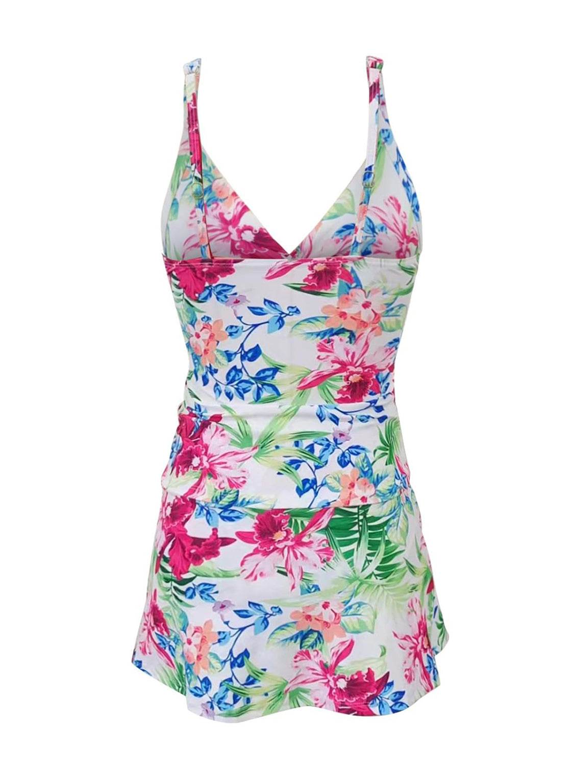 Printed Spaghetti Strap Top and Skirt Swim Set - Selvanelle