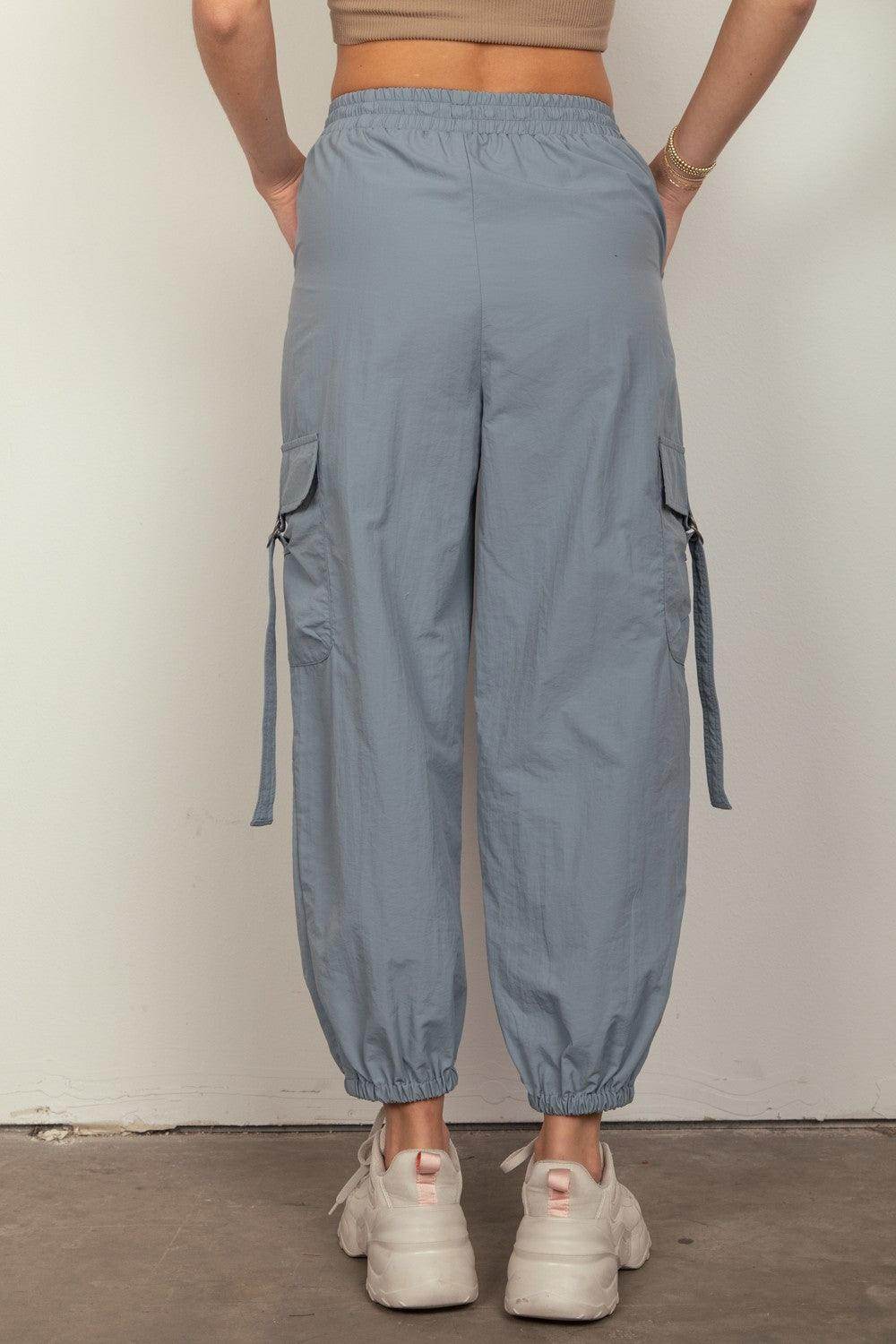 Very J Elastic Waist Woven Cargo Pants for Trendy Style - Selvanelle