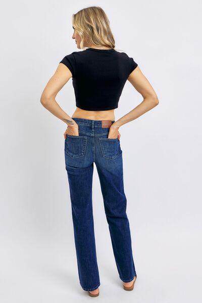 Judy Blue Full Size Tummy Control Straight Jeans Plus Size - Selvanelle