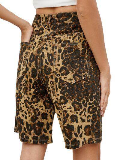 Leopard High Waist Denim Shorts for Women Fashion Style - Selvanelle