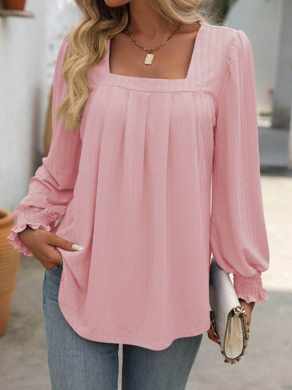 Mandy Square Neck Long Sleeve Top for Stylish Comfort - Selvanelle
