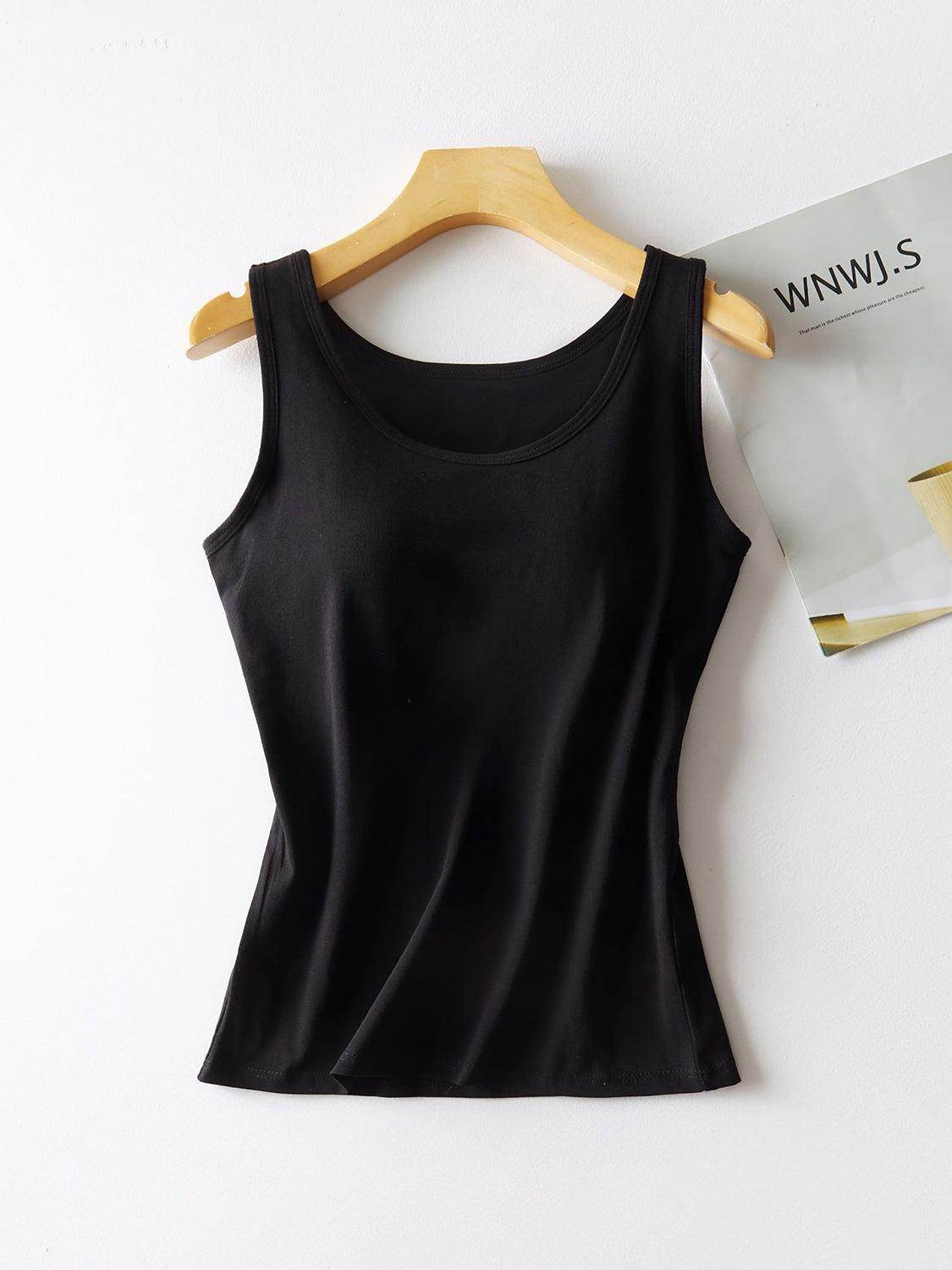 Round Neck Tank with Bra for Comfortable Everyday Wear - Selvanelle