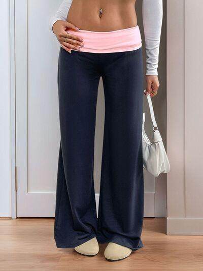 Perfee Contrast Wide Leg Pants for Stylish Comfort - Selvanelle