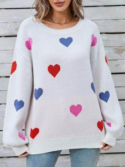 Angel Wings Heart Round Neck Long Sleeve Sweater for Women - Selvanelle
