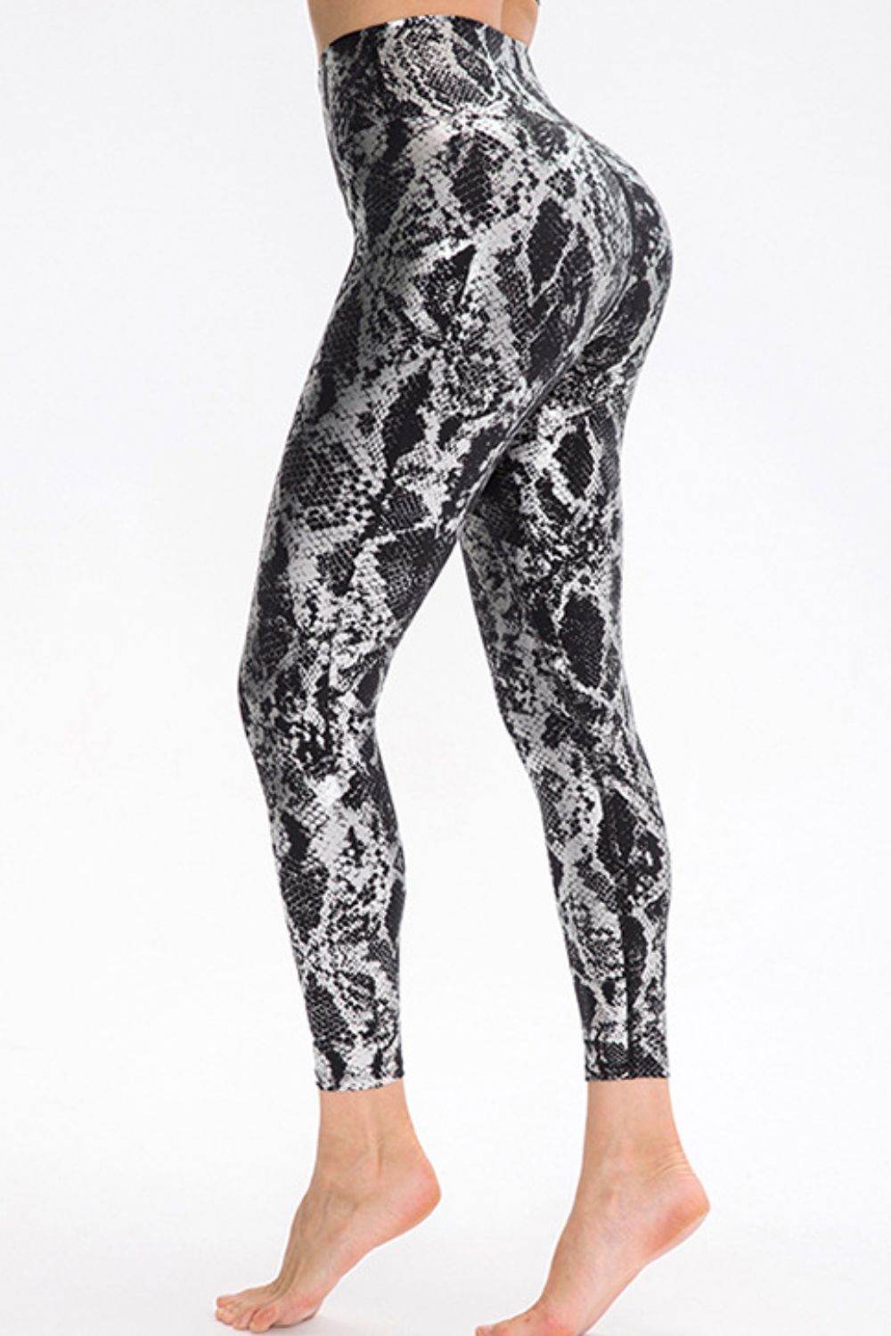 Animal Print Slim Fit Wide Waistband Long Sports Pants - Selvanelle