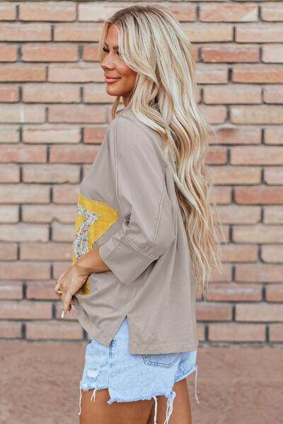 Star Applique Round Neck T-Shirt for Stylish Casual Wear - Selvanelle