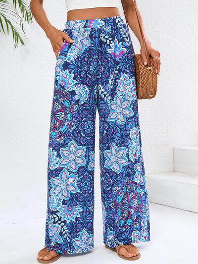 Geometric Wide Leg Pants with Pockets for Women - Selvanelle
