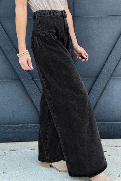 High Rise Wide Leg Jeans with Pockets for Effortless Style - Selvanelle