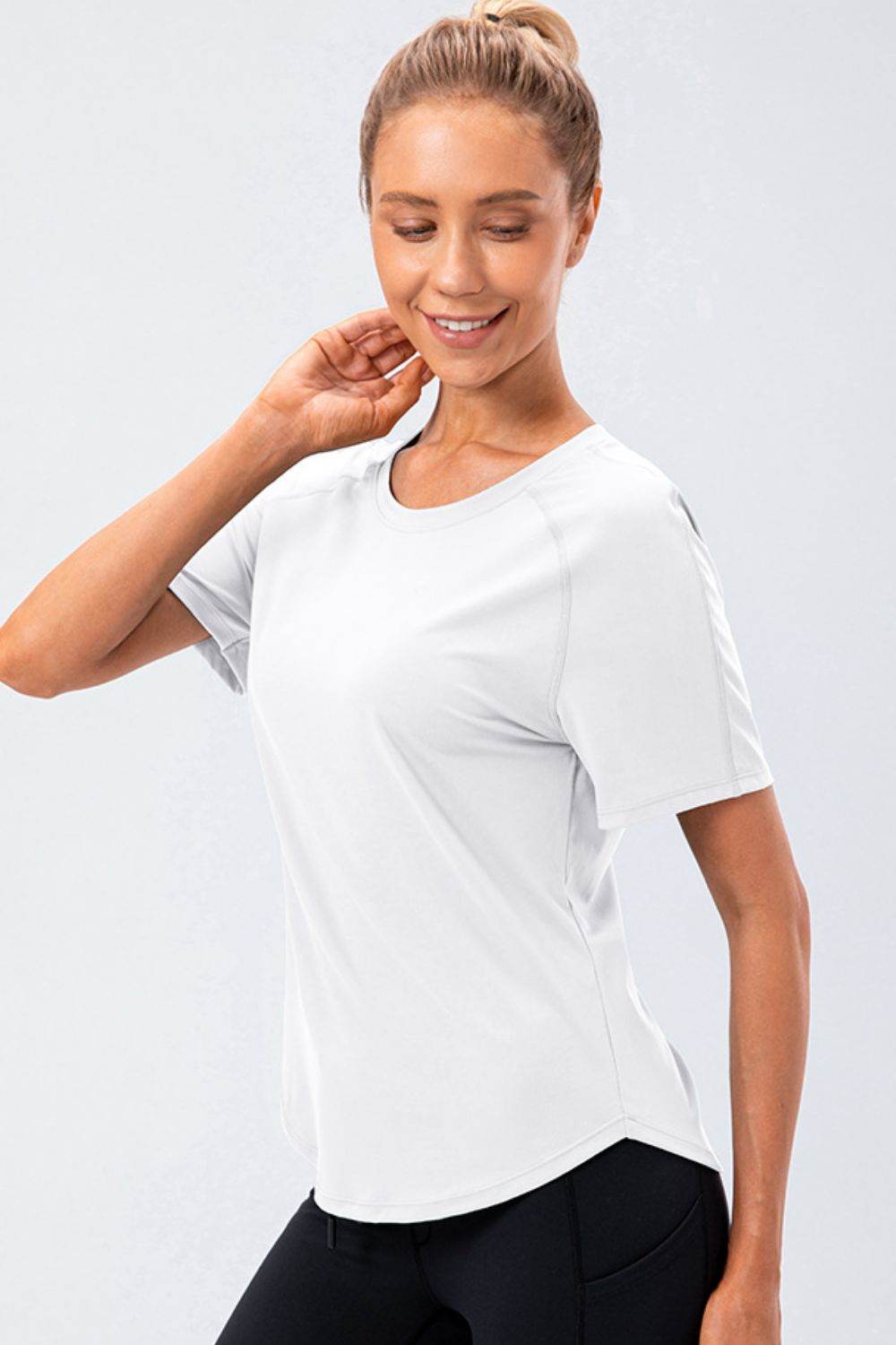 Round Neck Raglan Sleeve Active Tee - Selvanelle