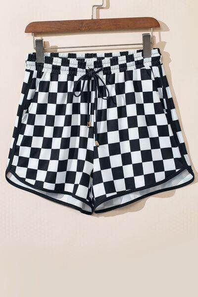 Drawstring Checkered Shorts with Pockets for Summer Fun - Selvanelle