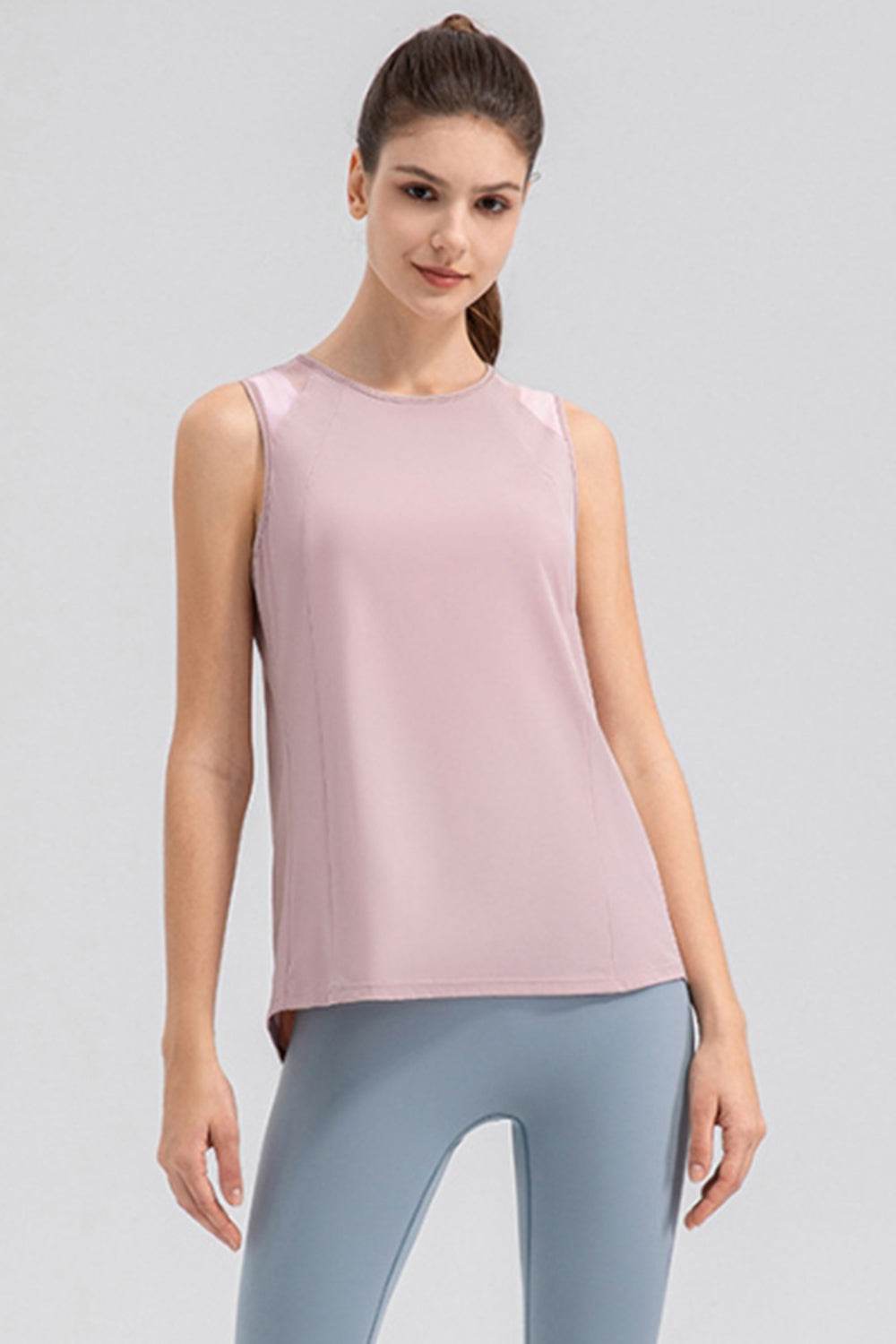 Round Neck Wide strap Active Tank - Selvanelle