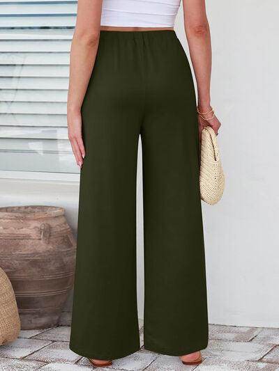 Elastic Waist Wide Leg Pants for Women in Various Sizes - Selvanelle
