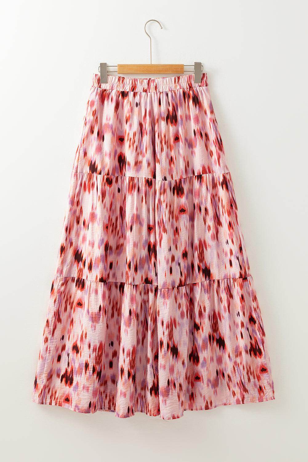 Tiered Printed Elastic Waist Skirt for Women in Various Sizes - Selvanelle