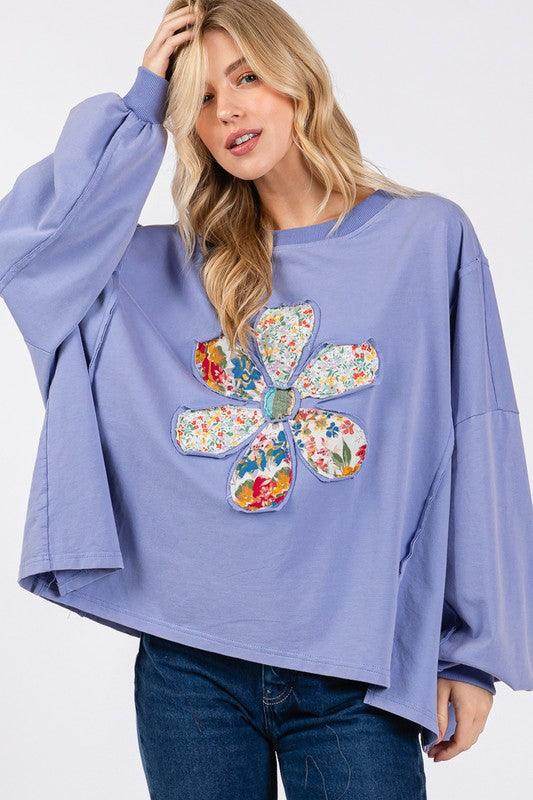 SAGE + FIG Flower Patch Dropped Shoulder Oversize Top - Selvanelle