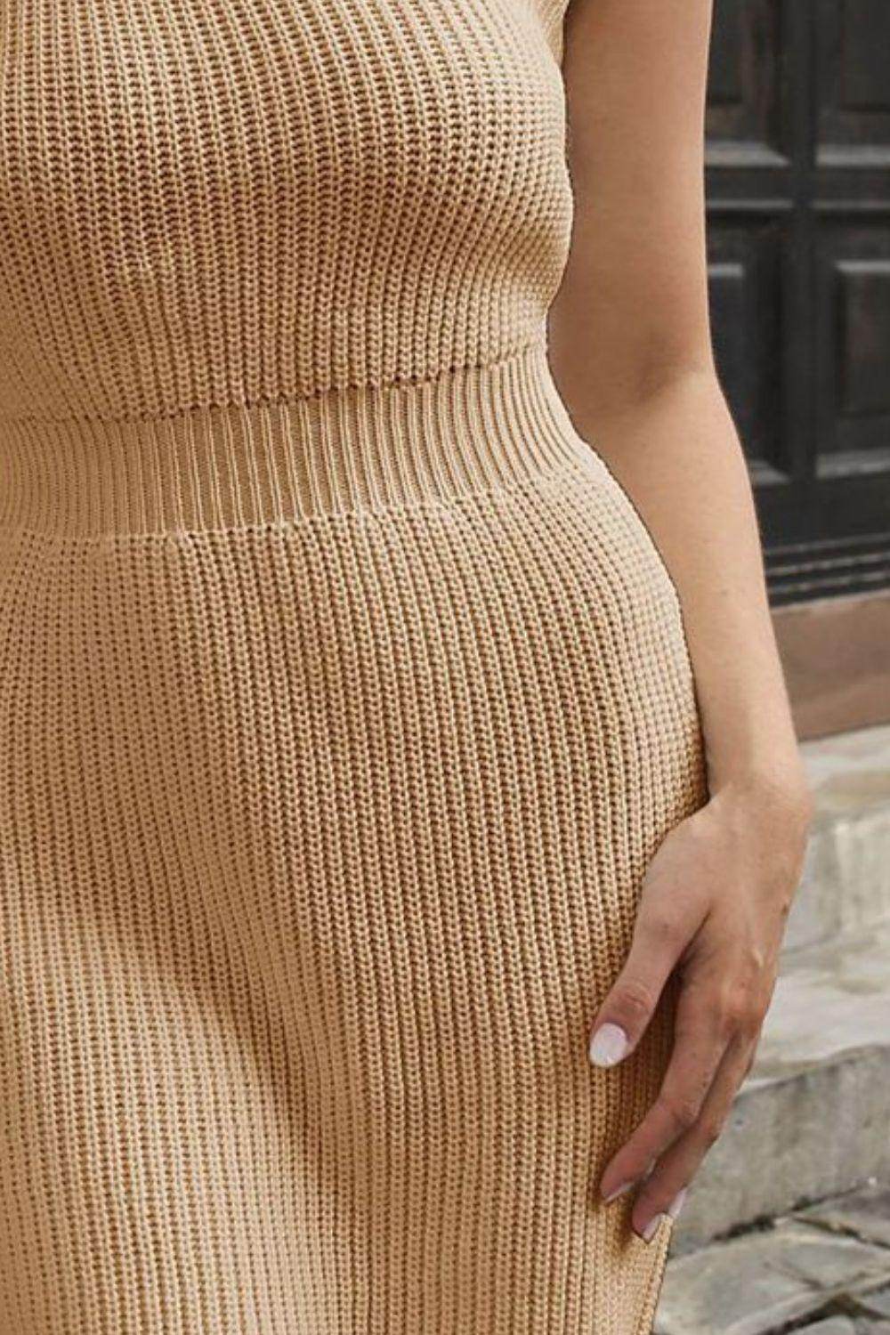 One Shoulder Raglan Sleeve Ribbed Mini Sweater Dress for Women - Selvanelle