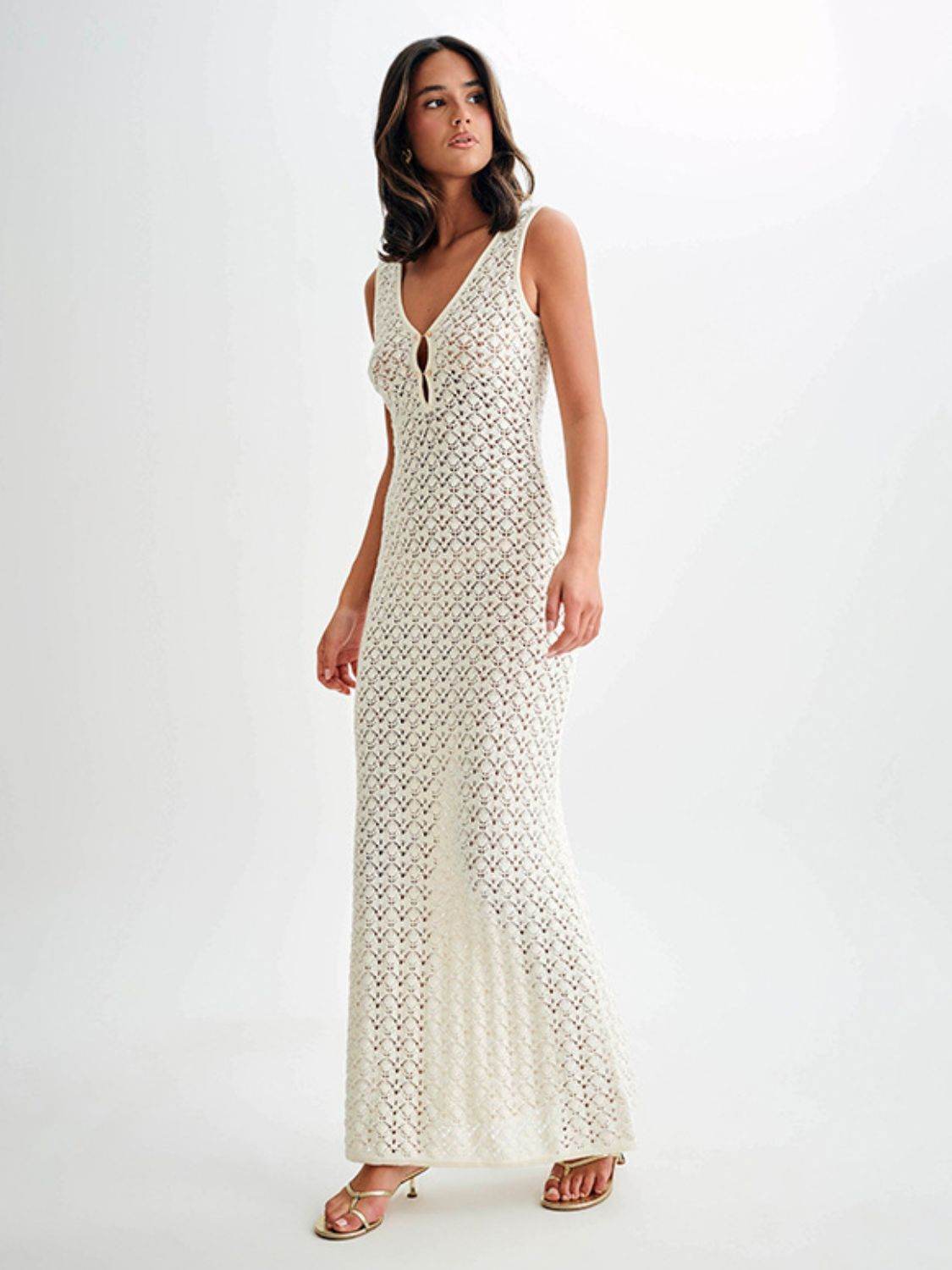 Openwork Sleeveless Maxi Dress - Selvanelle