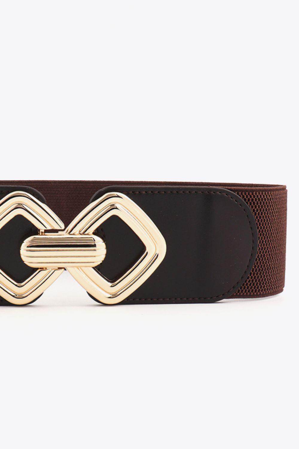 Geometric Buckle Elastic Wide Belt for Stylish Comfort - Selvanelle