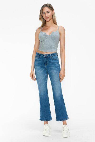 Bytos Full Size Cat's Whiskers Mid Rise Ankle Jeans For Women - Selvanelle