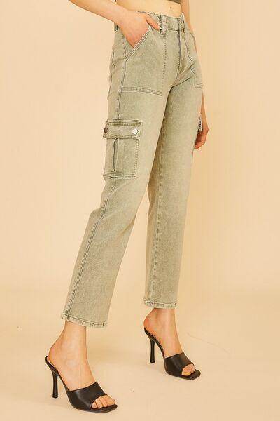 Annie Wear Straight Leg Jeans with Cargo Pockets Style - Selvanelle