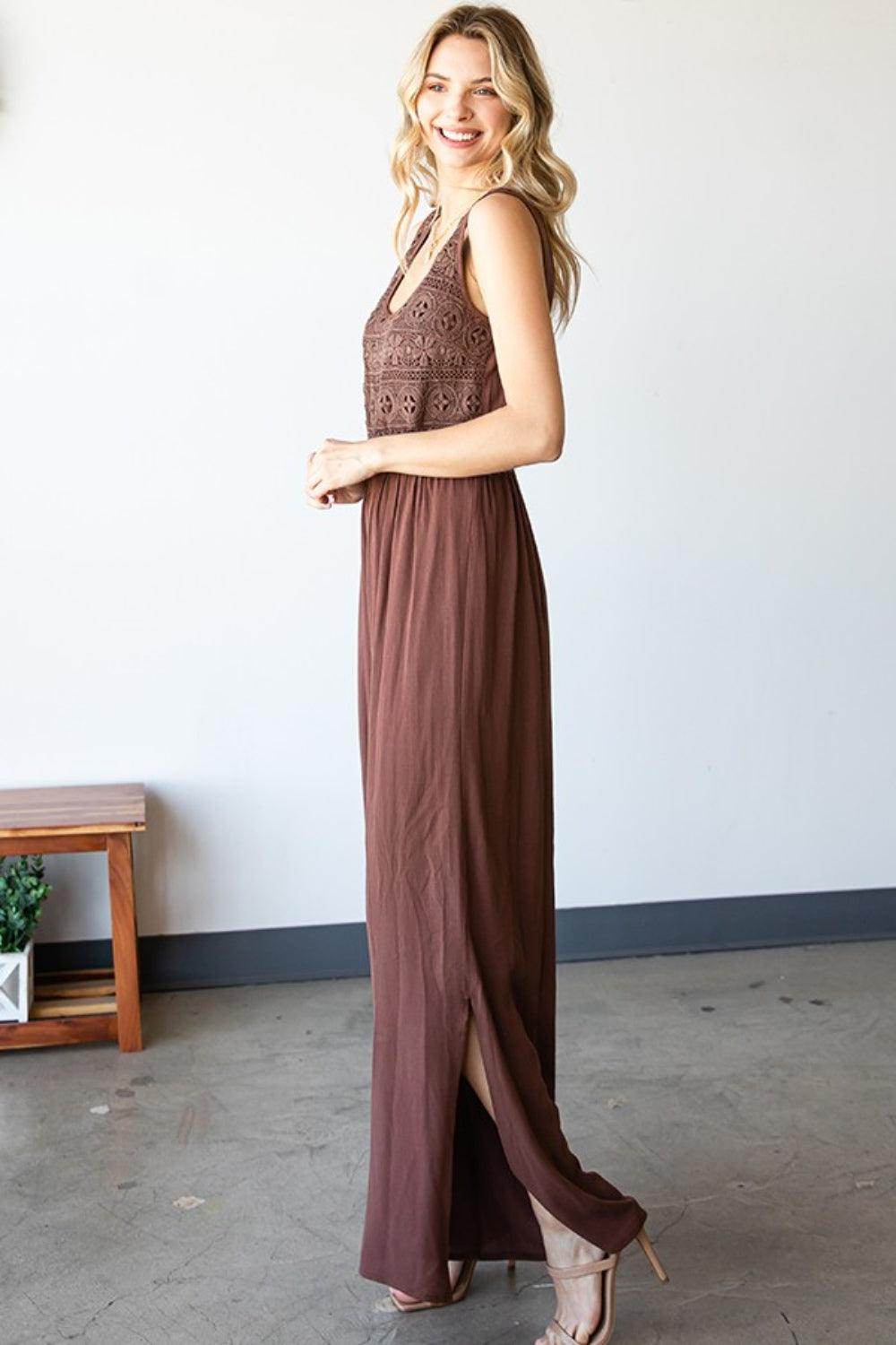 First Love Tie Back Sleeveless Slit Wide Leg Jumpsuit for Women - Selvanelle