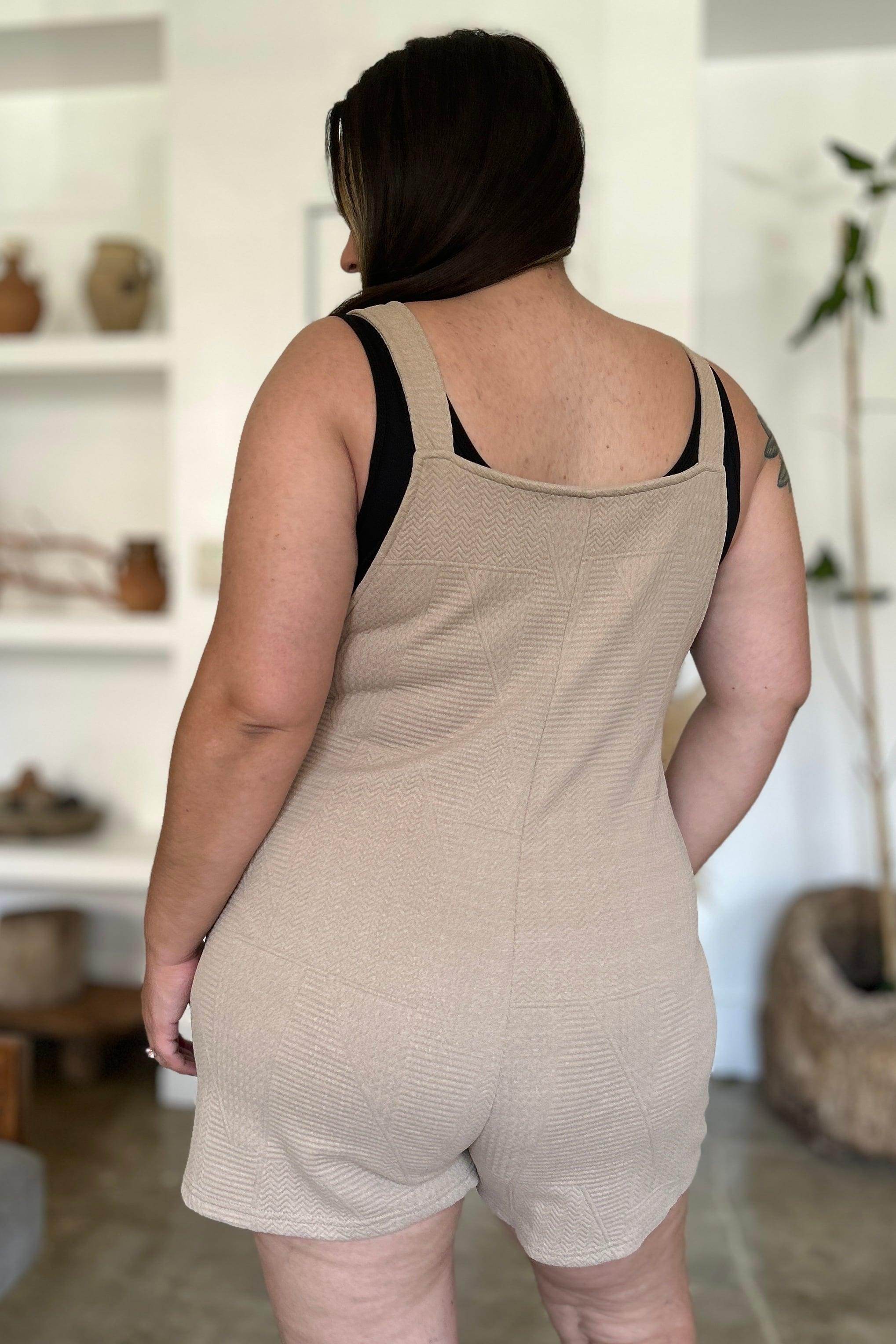 Double Take Full Size Texture Sleeveless Romper for Women - Selvanelle