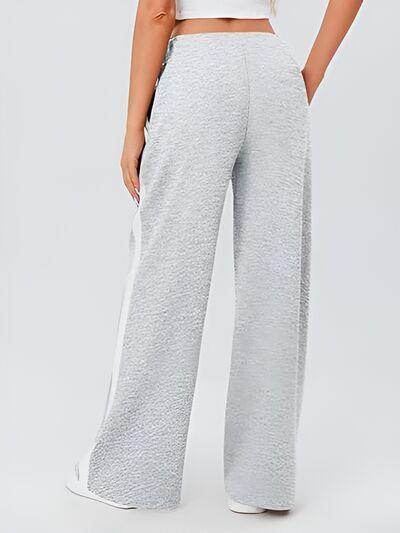 Side Striped Wide Leg Pants for Comfortable Everyday Style - Selvanelle