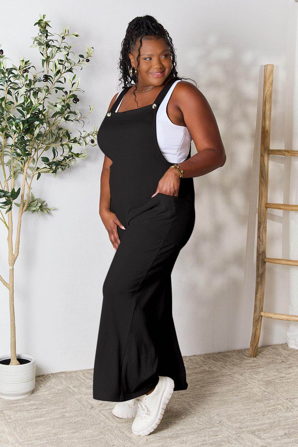 Double Take Full Size Wide Strap Overall with Pockets For Women - Selvanelle