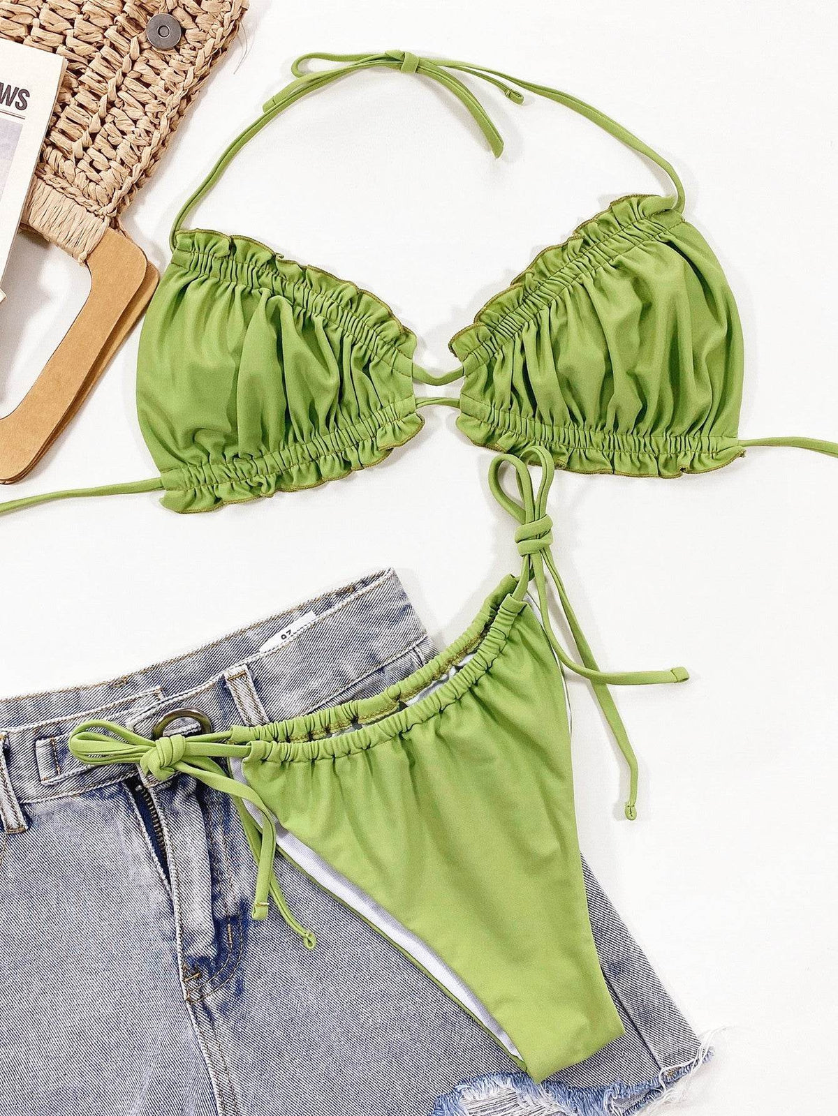 Frill Trill Halter Neck Bikini Set - Selvanelle