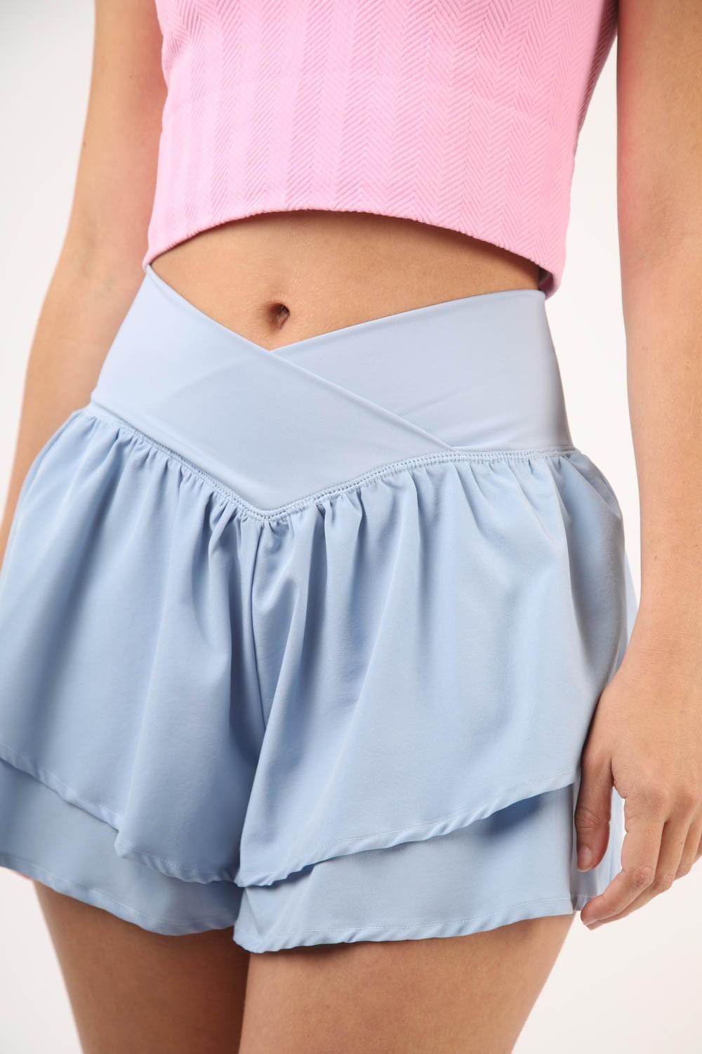 Very J V-Shaped High Waist Layered Active Shorts for Women - Selvanelle