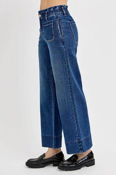 RISEN Elastic Band Wide Leg Jeans for Casual Chic Style - Selvanelle
