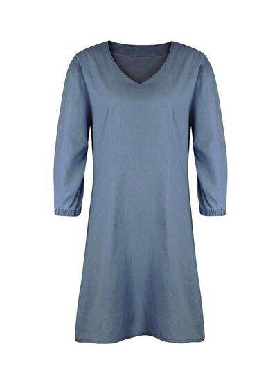 Full Size V-Neck Half Sleeve Dress for Everyday Wear - Selvanelle