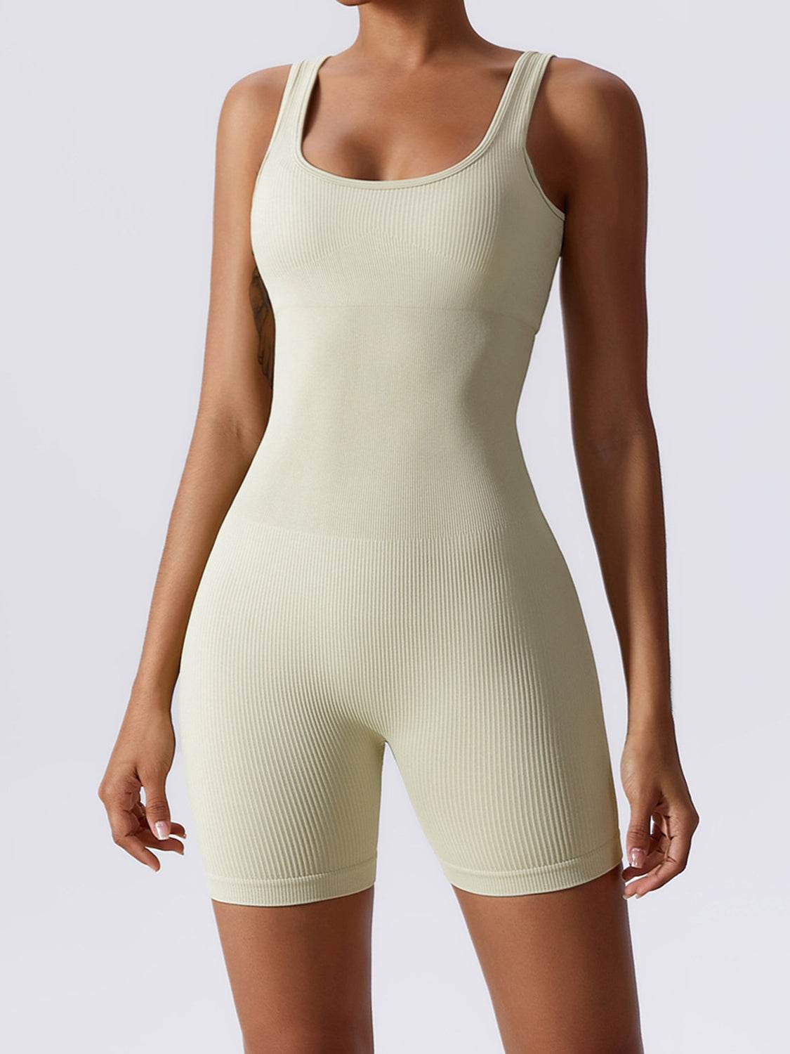 Basic Bae Ribbed Sleeveless Active Romper - Selvanelle