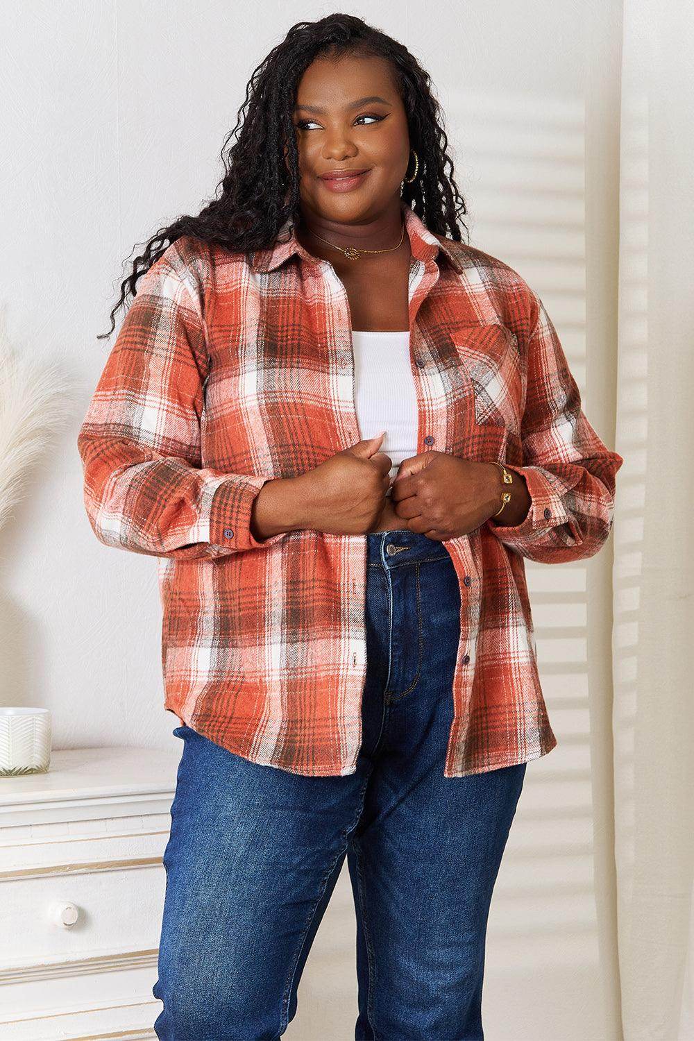 Plaid Collared Neck Long Sleeve Shirt for Stylish Outfits - Selvanelle