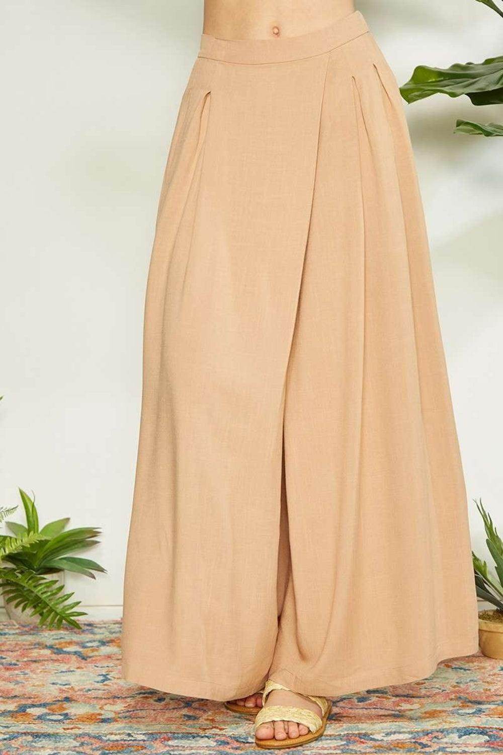 Mittoshop Wrap Pleating Detail Wide Leg Pants for Women - Selvanelle