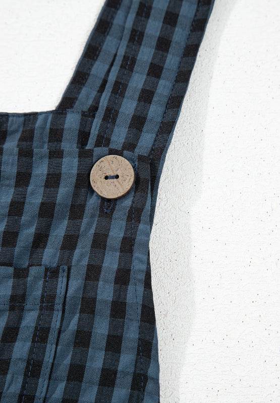 Plaid Wide Strap Wide Leg Overalls - Selvanelle