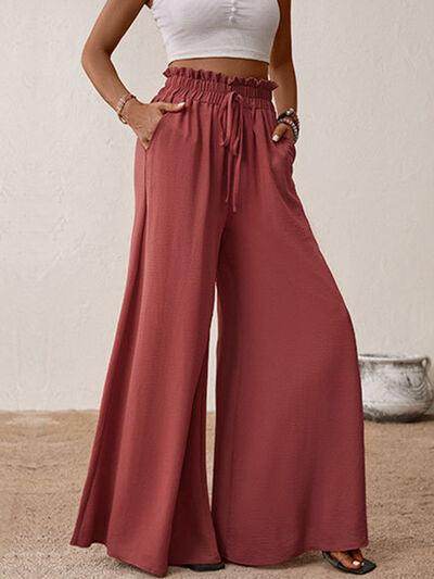 Perfee Frill Tied Wide Leg Pants for Effortless Style - Selvanelle