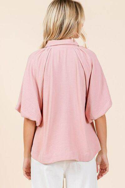 Mittoshop Airflow Short Bubble Sleeve Button Down Shirt - Selvanelle