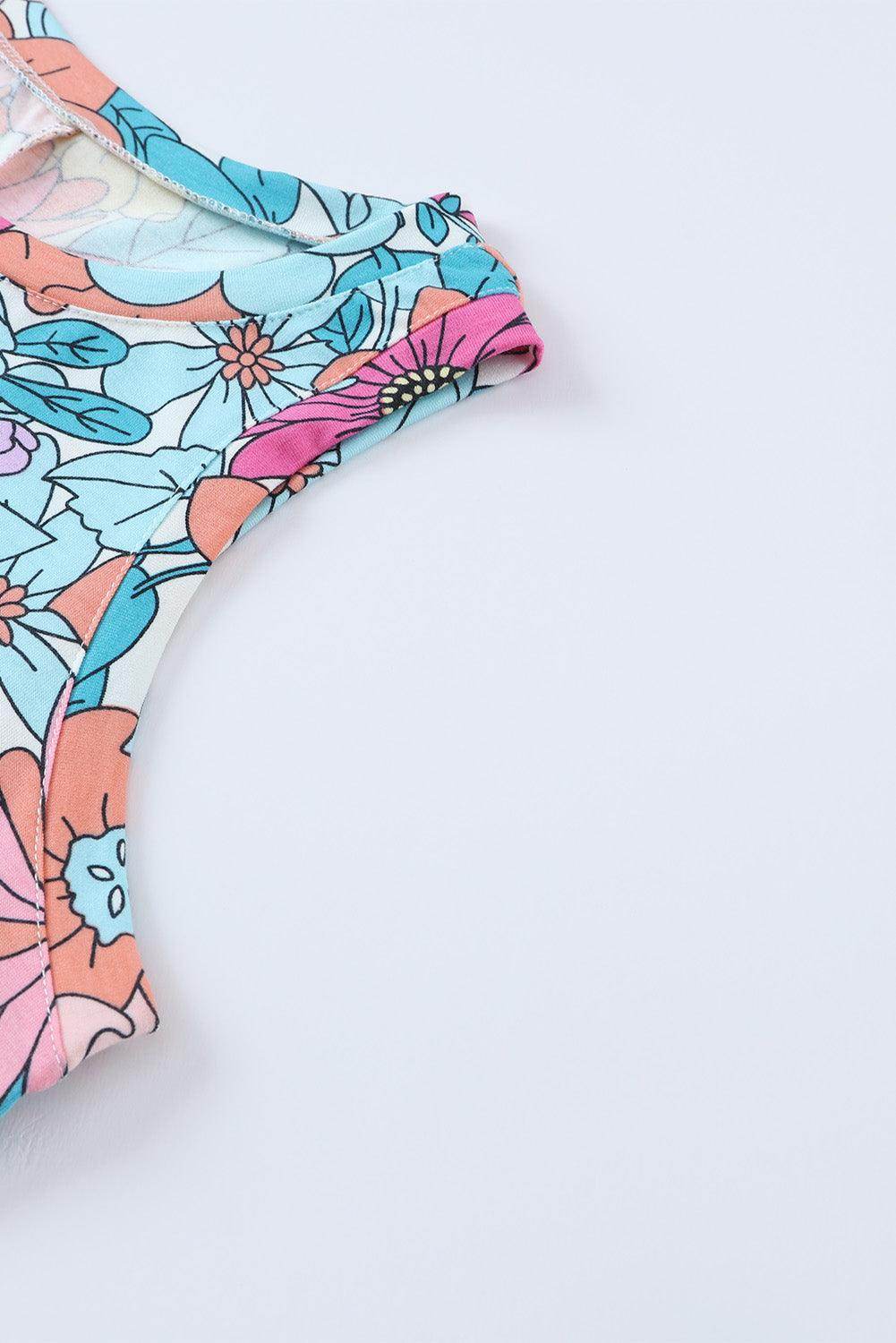 Floral Round Neck Sleeveless Dress for Summer Vacations - Selvanelle