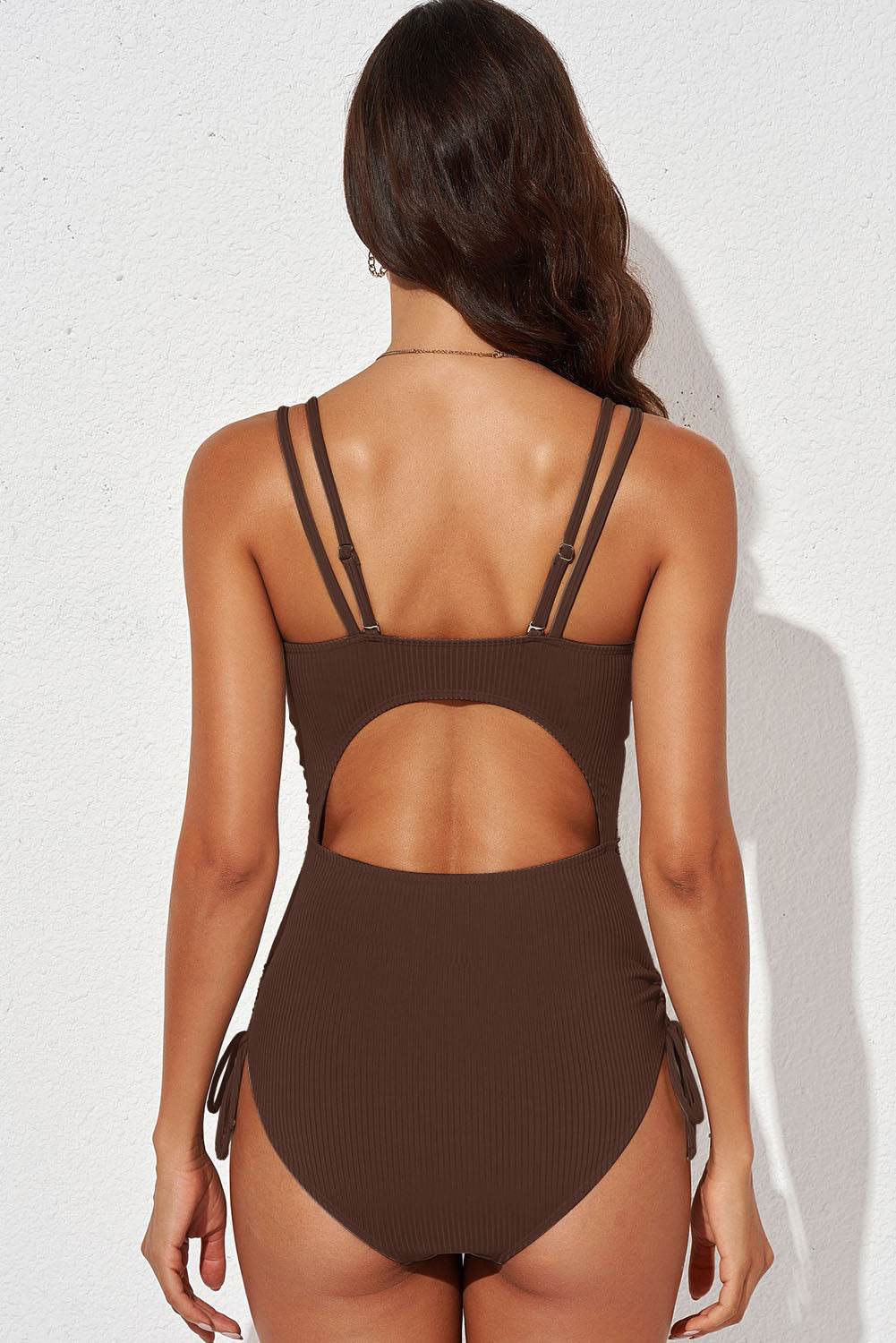 Tied Cutout Plunge One-Piece Swimsuit - Selvanelle