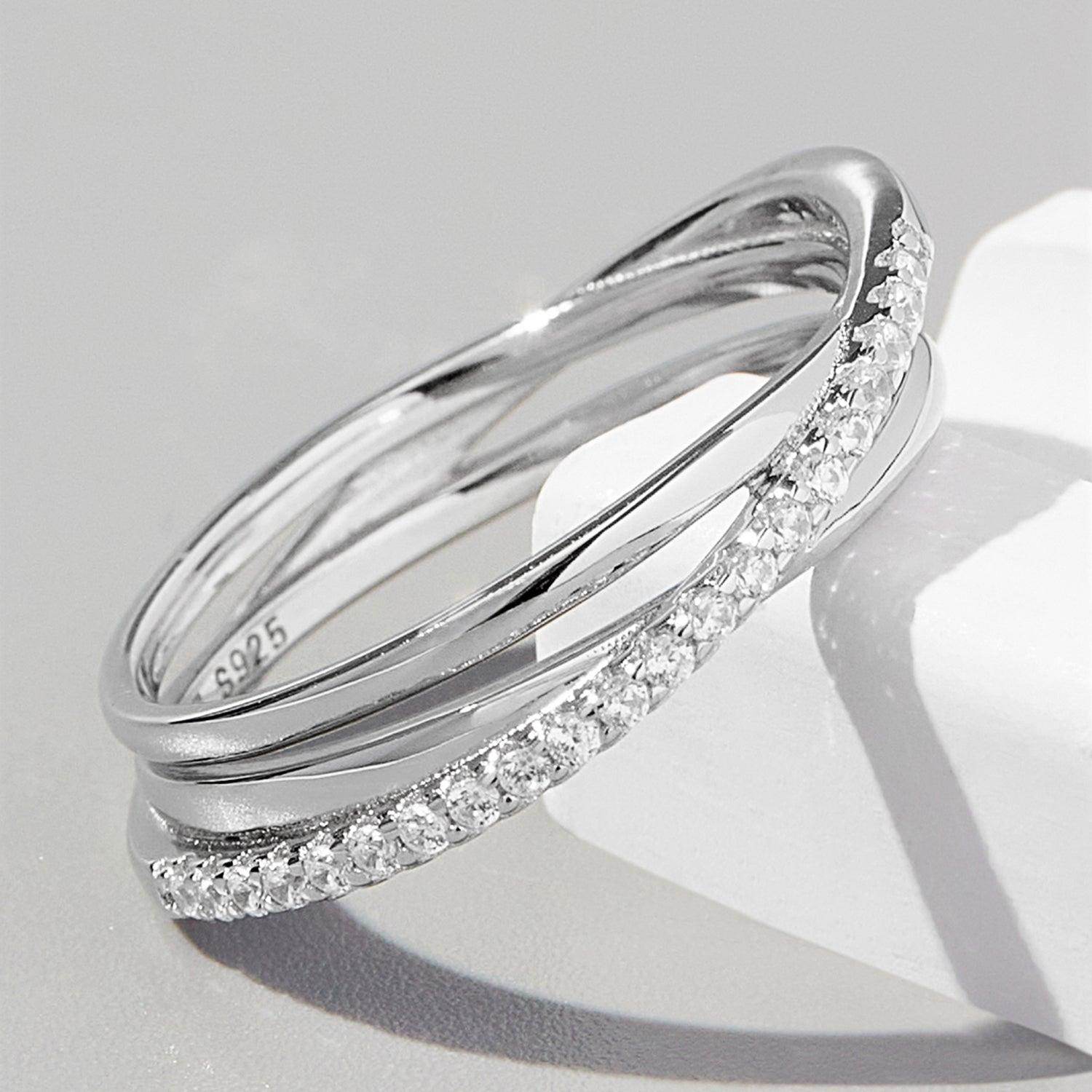Inlaid Zircon 925 Sterling Silver Ring for Elegant Style - Selvanelle