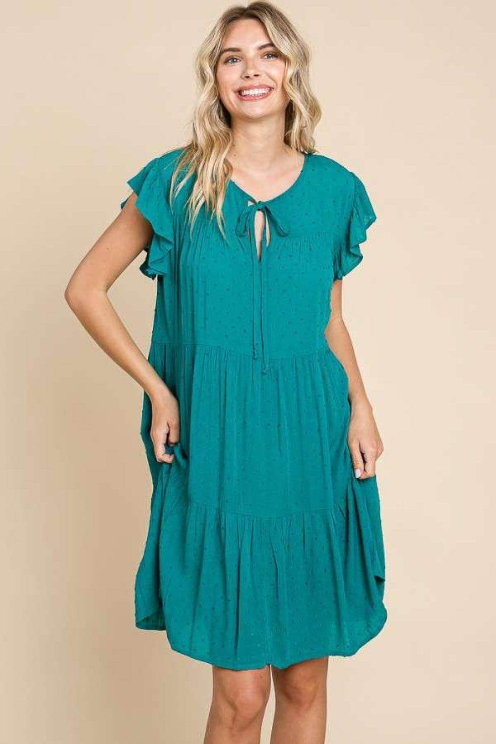 Culture Code Ruffle Cap Sleeve Tiered Dress for Women - Selvanelle