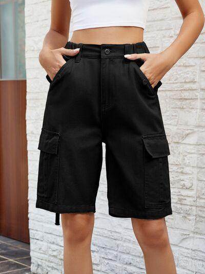 High Waist Denim Shorts with Pockets for Women - Selvanelle