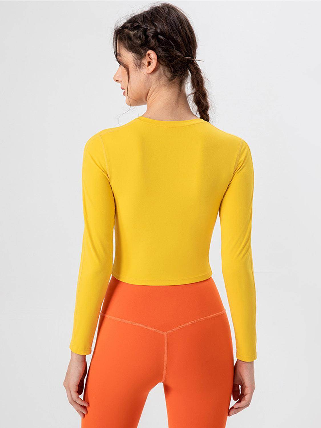 Round Neck Long Sleeve Active T-Shirt for Comfort and Style - Selvanelle