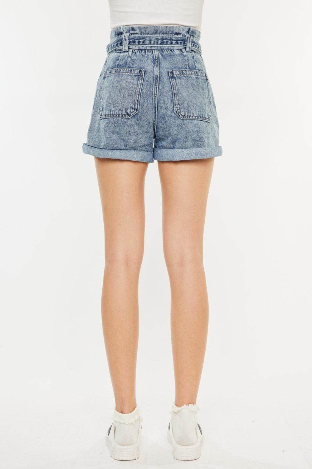 Kancan Ultra High Rise Paperbag Denim Shorts for Women - Selvanelle